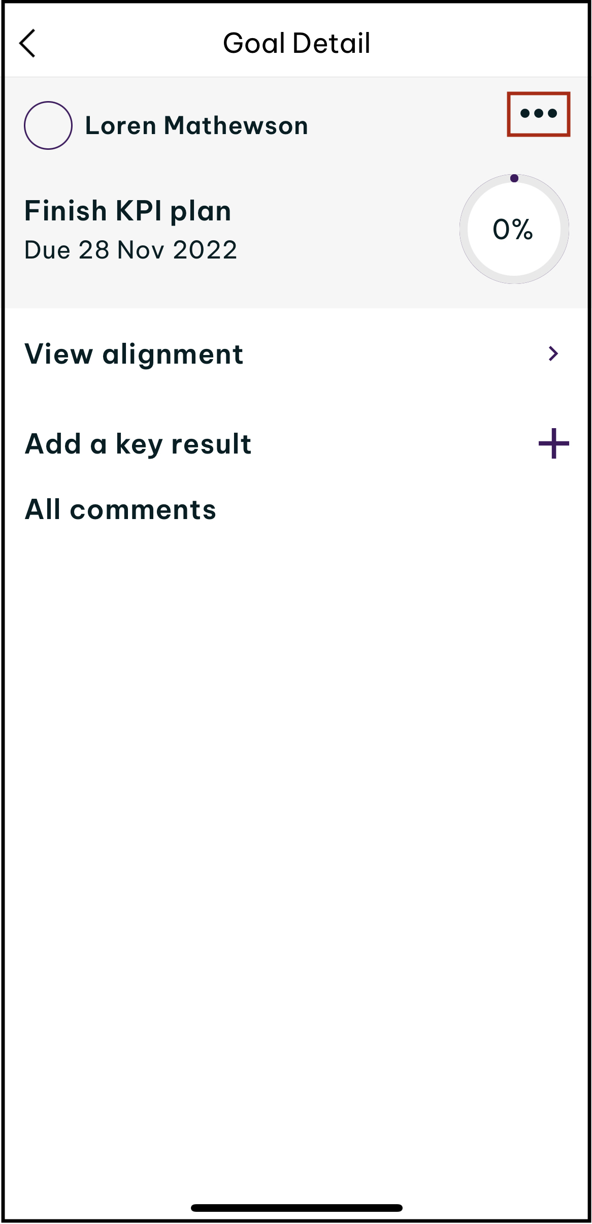 Screenshot of prompt to tap 9 dots in the top right hand side of the screen in the employment hero app.