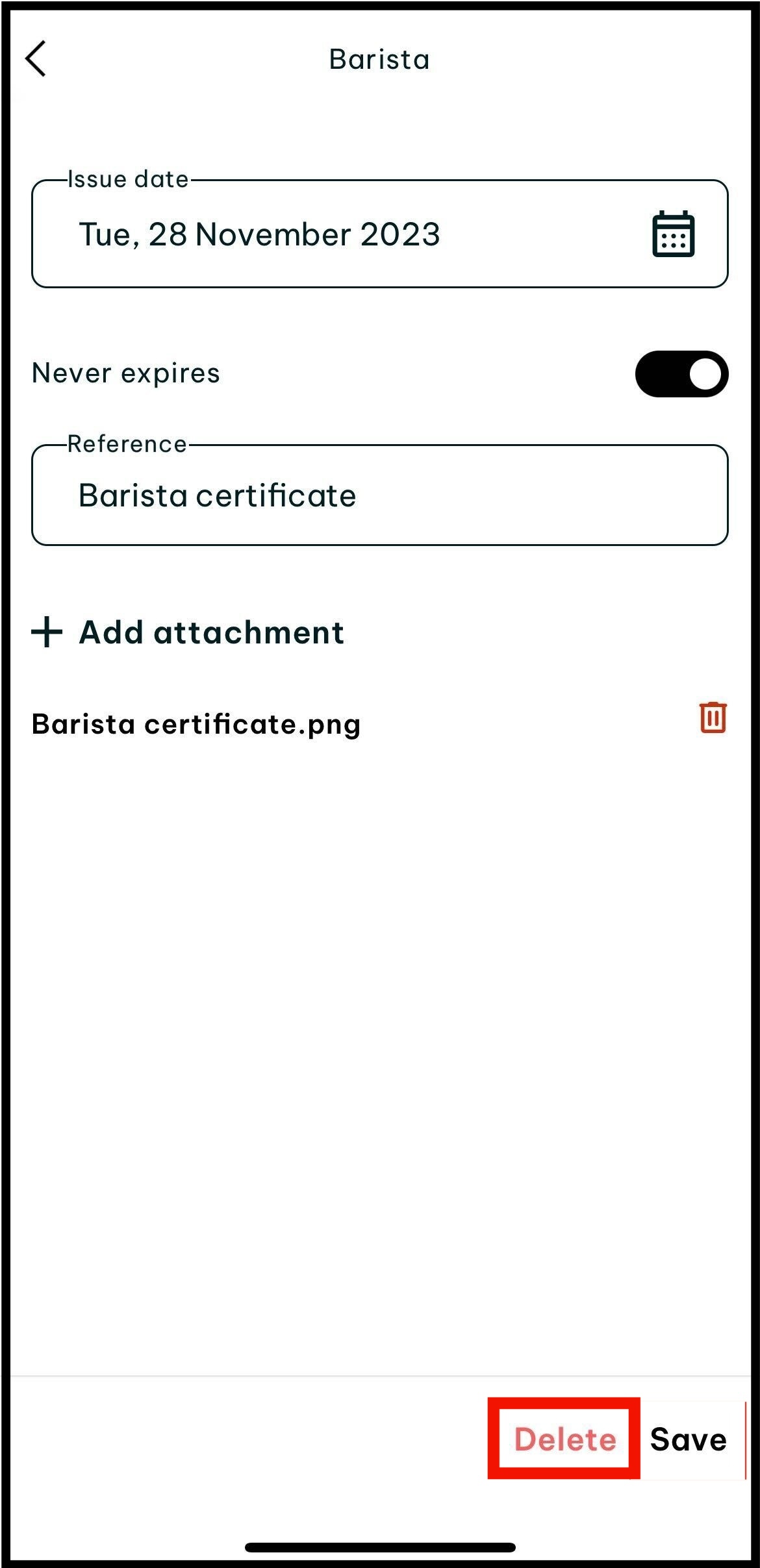 Screenshot of where to tap on qualification that you wish to view