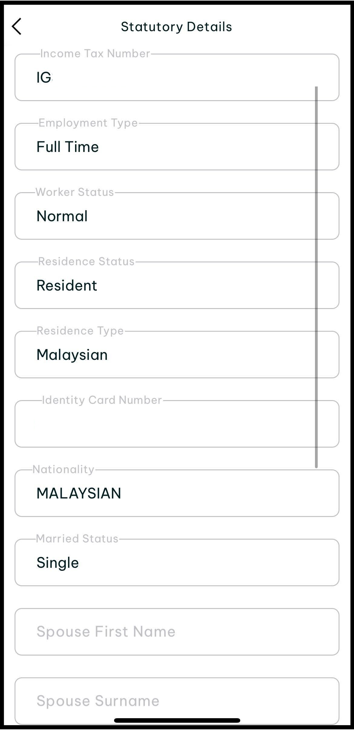 Screenshot of where to view your statutory details