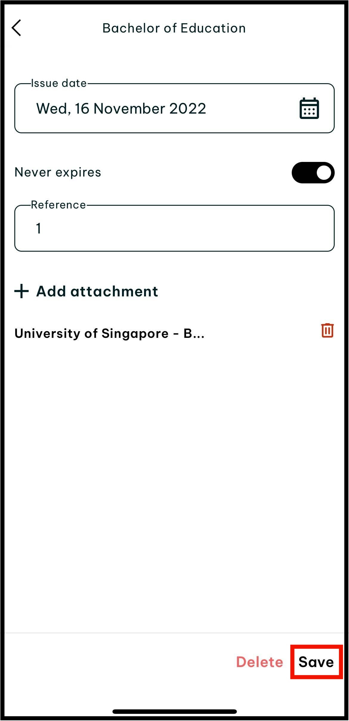 Screenshot of the where to save on the qualification that you wish to view